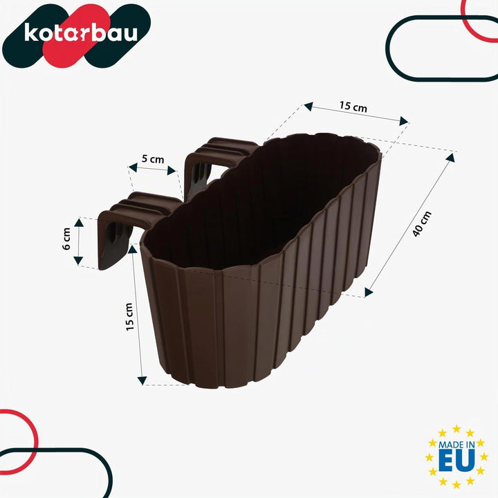 KOTARBAU® 4er Set Blumenkasten für Balkon - 40 x 15 x 15 cm - Blumenkasten für Balkongeländer - Balk