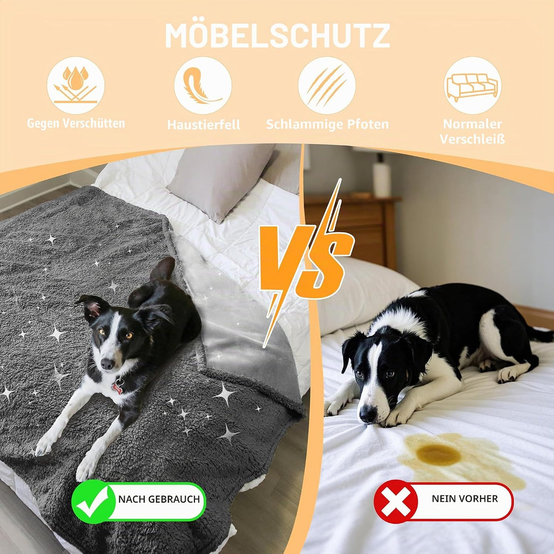 Hundedecke Wasserdicht, Waschbar Hundebett Plüsch und rutschfeste Mit Soft Sherpa Hundematte Haustie