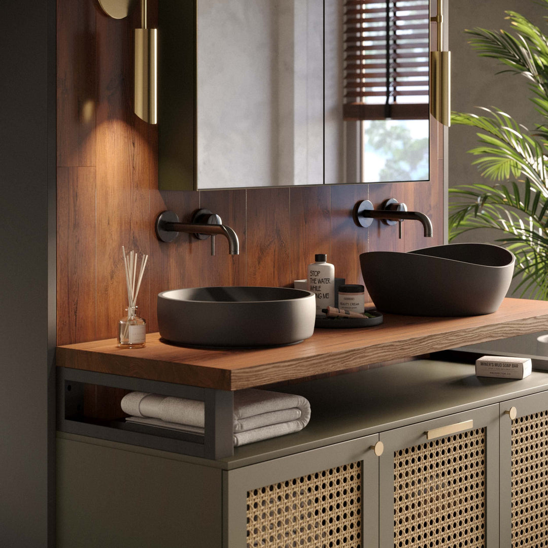 LAMO Manufaktur Waschtischplatte, Holzplatte Waschtisch, 40x50 cm (AxB), Dunkel, ohne Montageset, LW