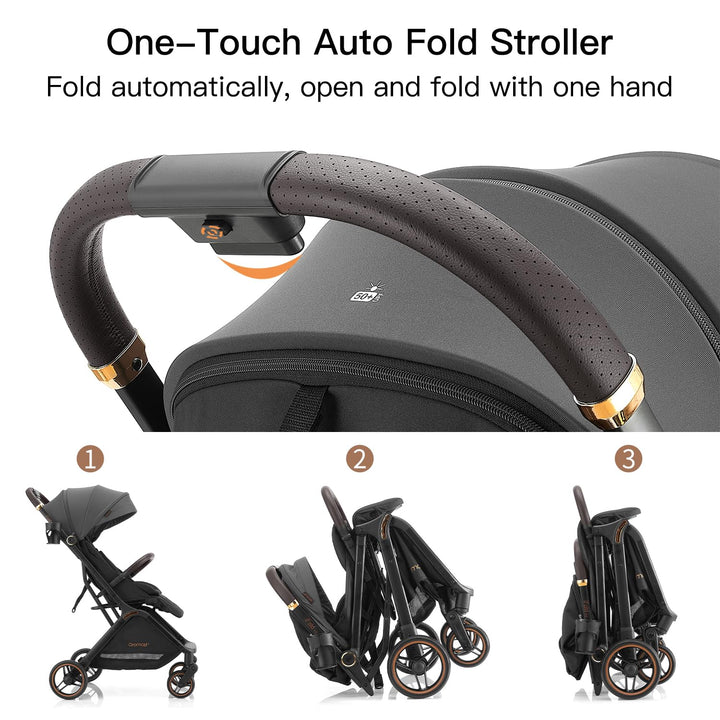 Gravity Faltbarer Kinderwagen, Tragbarer Reise-Kleinkindbuggy Mit Verstellbarer Rückenlehne & Sonnen