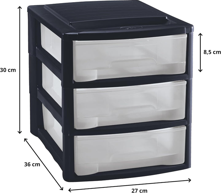 M home by Mazzei Mondex Schubladenbox DIN A4 Box mit 3 Schubladen aus Kunststoff PLS 6131 Organizer