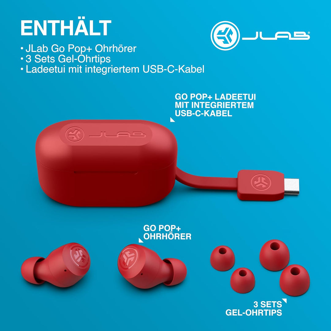 JLab Go Air Pop+ In Ear Kopfhörer kabellos Bluetooth, True Wireless Kopfhörer, 35+ Std. Headphones,