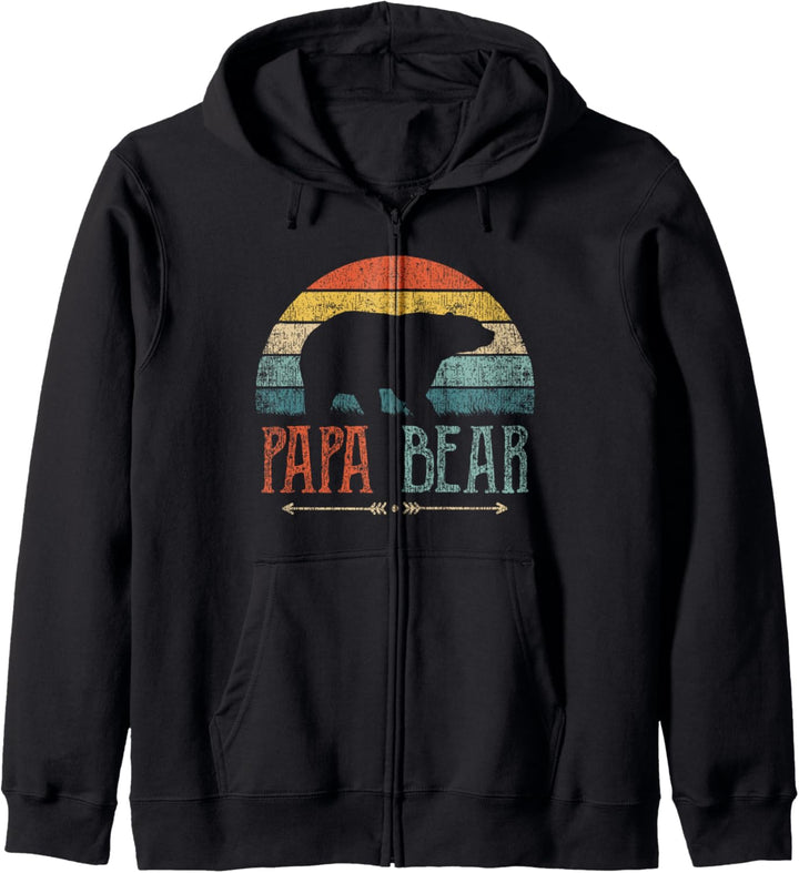 Papa Bär Vintage Vater Geschenk Vatertag Retro Papa Bear Kapuzenjacke