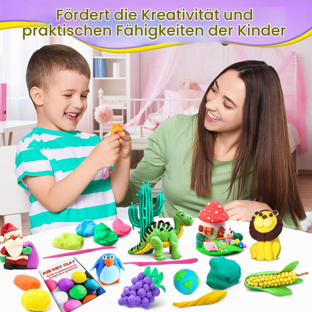 Modelliermasse Lufttrocknend, 80 Farben Lufttrockener Magischer Knete für Kinder, Air Dry Clay, 80 F