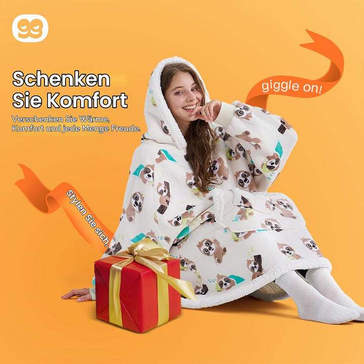 Giggling Getup tragbare Decken Hoodie – Übergrosse Flanell Sherpa Fleece Sweatshirt Decke für Erwach
