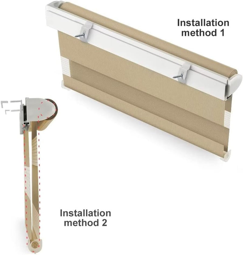 OBdeco Doppelrollo Duo Rollo Klemmfix ohne Bohren für Fenster lichtdurchlässig und verdunkelnd (90x1