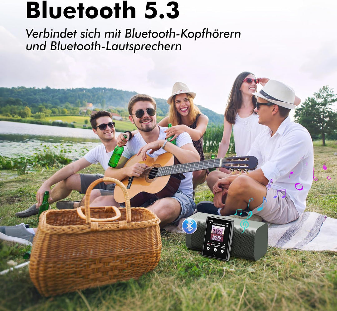 64GB MP3 Player Bluetooth 5.3, tragbarer Touchscreen Music mp3-Player für Kinder mit Lautsprecher, S