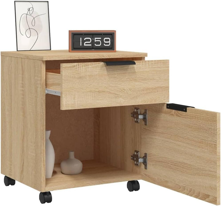 Rollcontainer MOSAB rollbar Sonoma-Eiche 45x38x54 cm | Nachttisch mit Rollen Aktenschrank rollbar kl