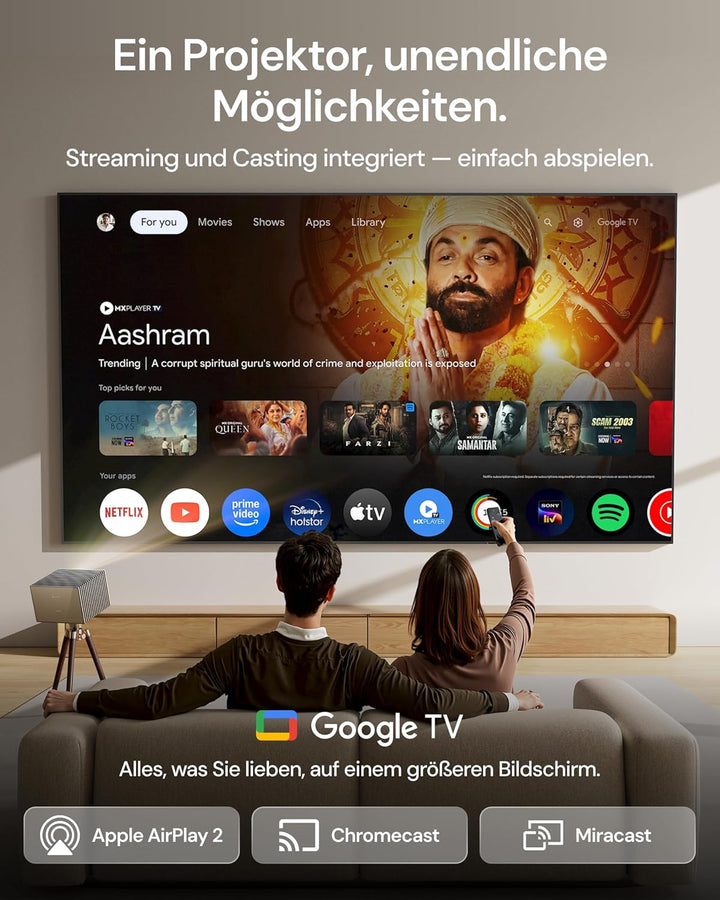 VisionMaster Pro Triple Laser Beamer 4K, 2500 ISO Lumen, 15000:1 Kontrast, 0,9-1,5X Optischer Zoom,