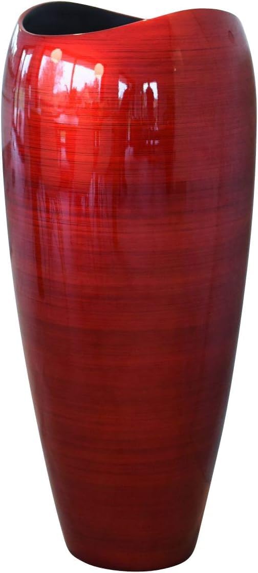 VIVANNO Pflanzkübel Pflanzgefäss Bodenvase exklusiv Deluxe Rot Schwarz Hochglanz 81 x 37 cm Rot Schw