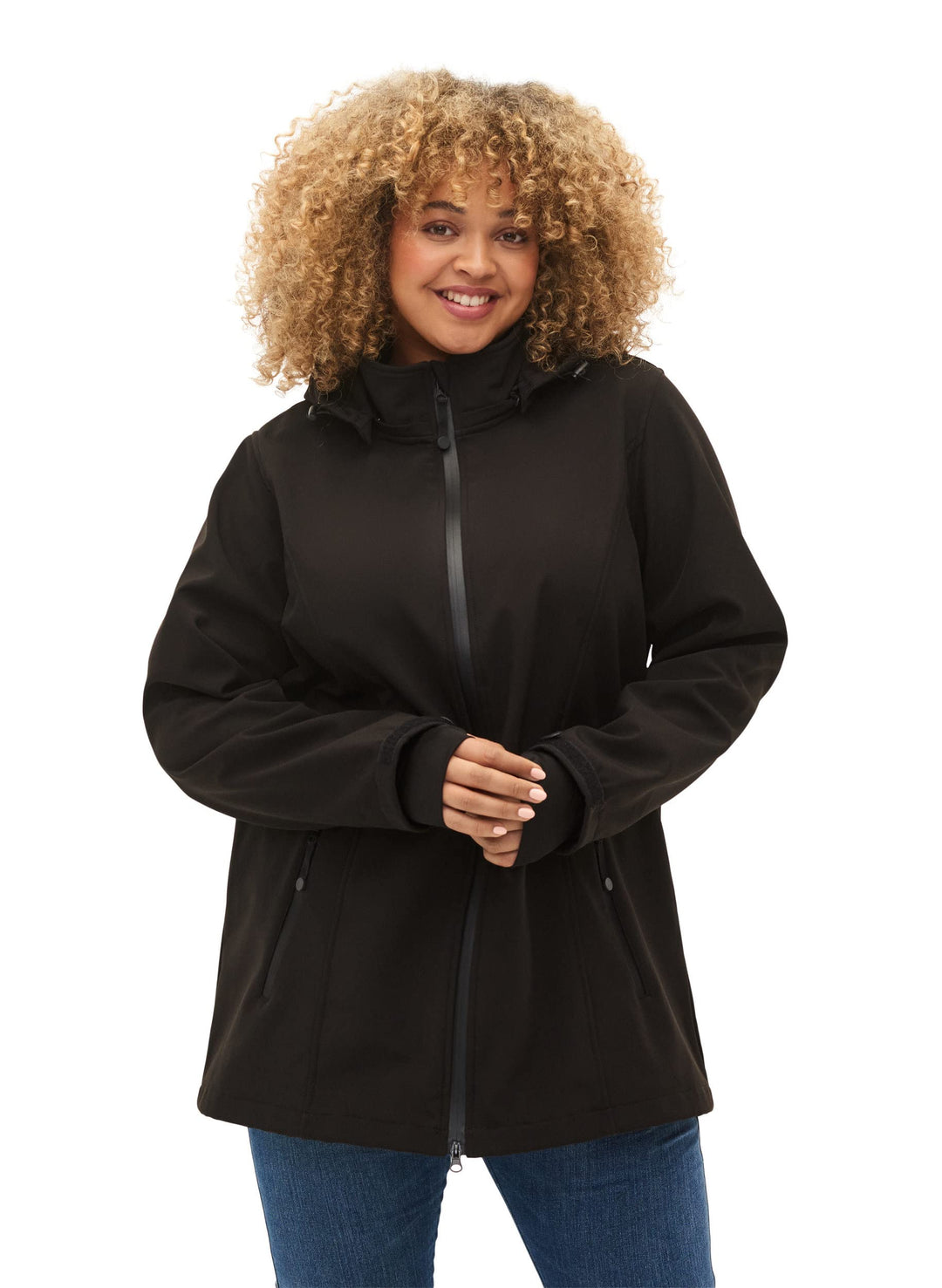 Zizzi Softshelljacke für Damen Grosse Grössen - Übergangsjacke Kurz - Atmungsaktiv, Winddicht &amp; Wass