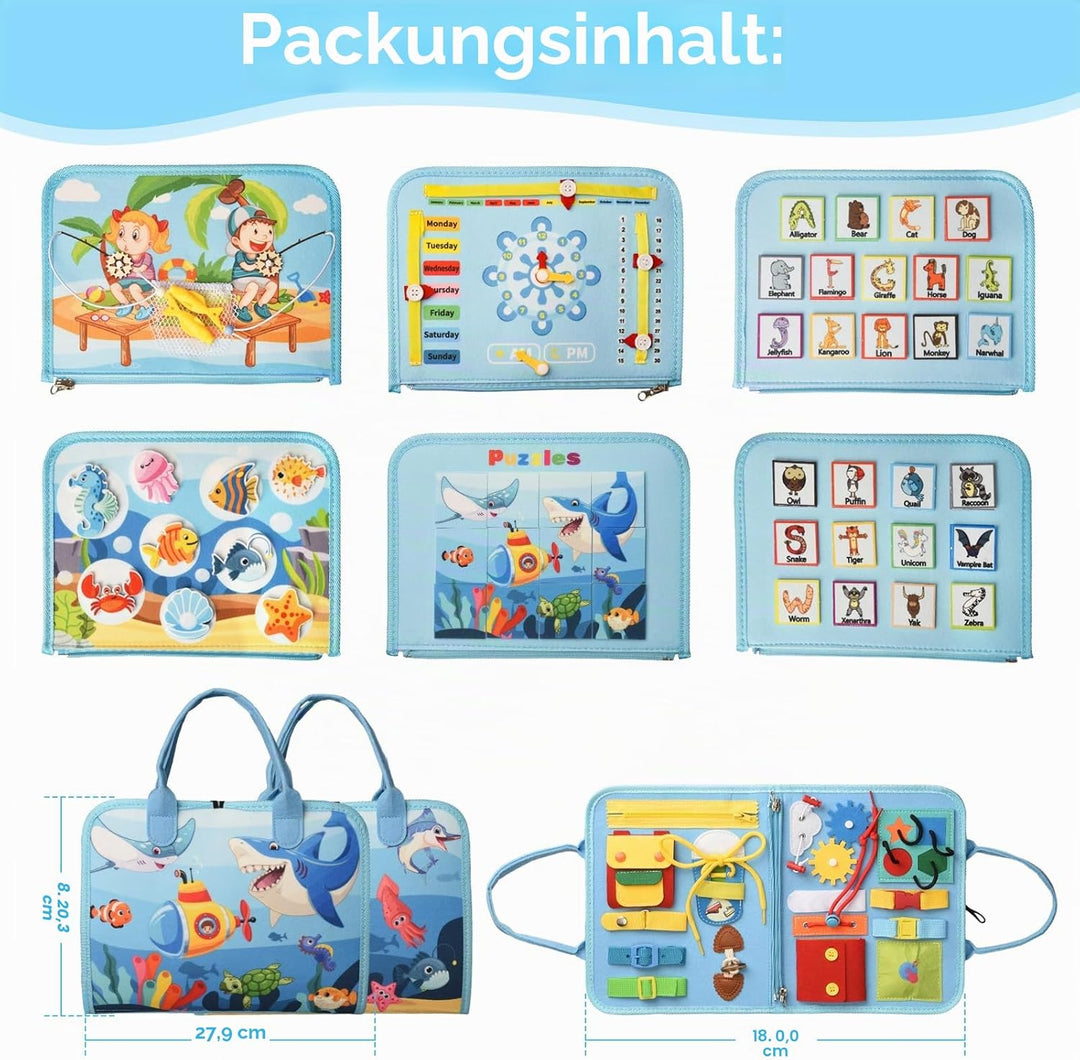 Busy Board ab 1 Jahr, 5-Schichten Montessori Activity Board für Baby ab 1 2 3 4 Jahre mit Sensorisch