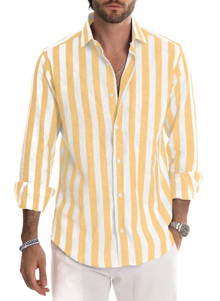 Meilicloth Herren Hemd Langarm Sommer Gestreifte Freizeithemden Casual mit Knöpfen Regular Fit XXL B