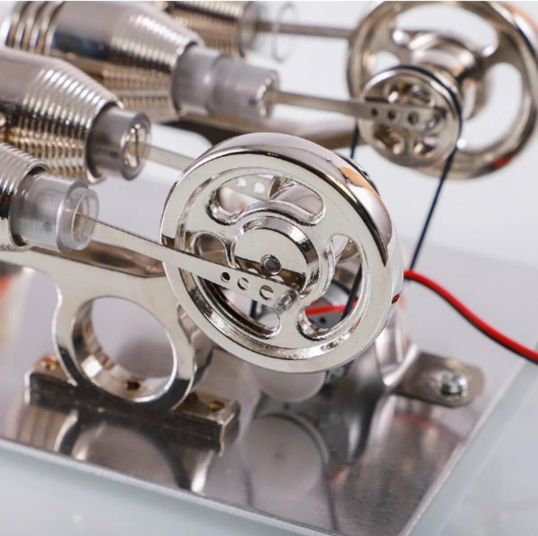 Stirlingmotor Dampfmaschine Modell Sterling Engine, 4 Zylinder Stirlingmotor Bausatz Kleiner Motor E