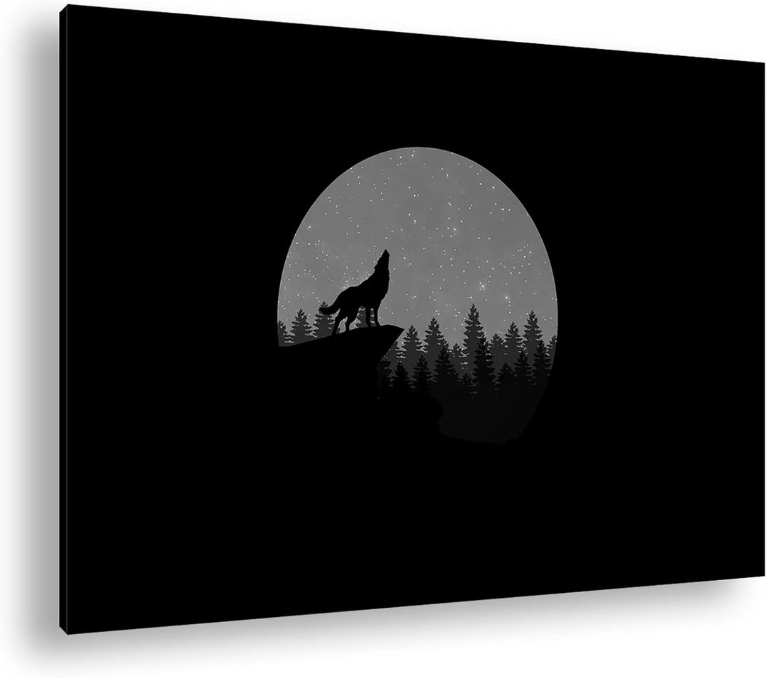 deyoli düsterer einsamer Wolf Format: 80x60 Effekt: Schwarz&Weiss als Leinwandbild, Motiv fertig ger