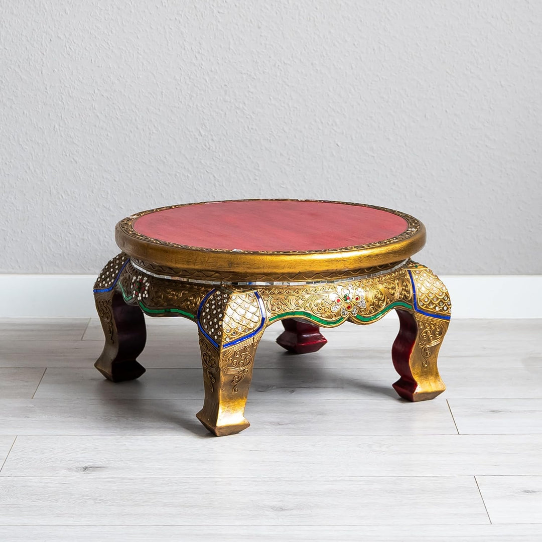 livasia Runder Opiumtisch, Beistelltisch, Glasmosaiktisch, Nachttisch, Hocker (grosser Tisch) 50cm D