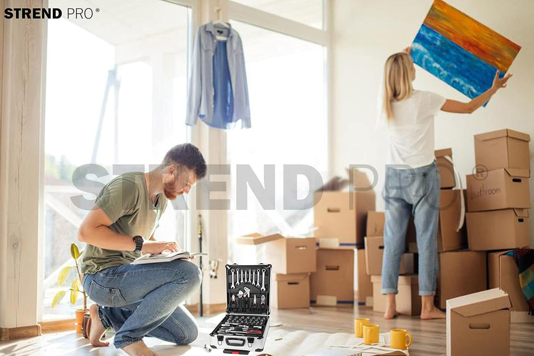 STREND PRO Werkzeugkoffer Gefüllt 117 Tlg. Werkzeugkiste - Perfektes Handwerkzeug Set für DIY- Werkz
