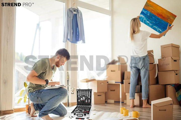 STREND PRO Werkzeugkoffer Gefüllt 117 Tlg. Werkzeugkiste - Perfektes Handwerkzeug Set für DIY- Werkz