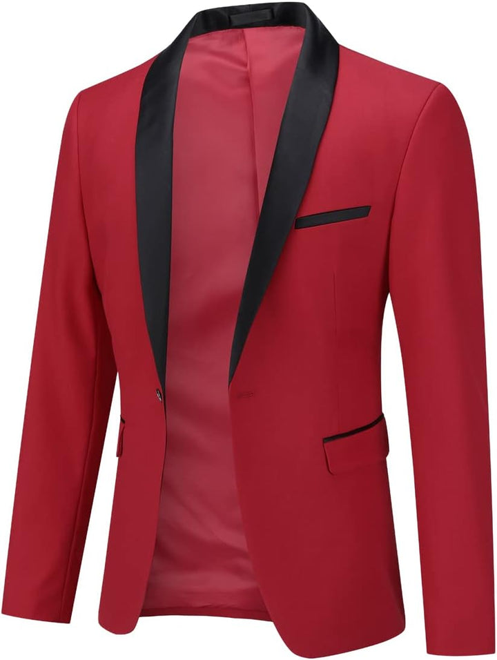 YOUTHUP Sakko Herren Slim Fit Schalkragen Anzugjacke 1 Knopf Tuxedo Jacke für Hochzeit Freizeit XL R