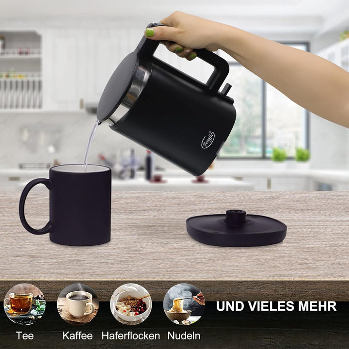 FENGJIE Elektrischer Wasserkocher, 1,0L Edelstahl Teekessel, 1360W BPA Frei Mit Strix Thermostat, Bo