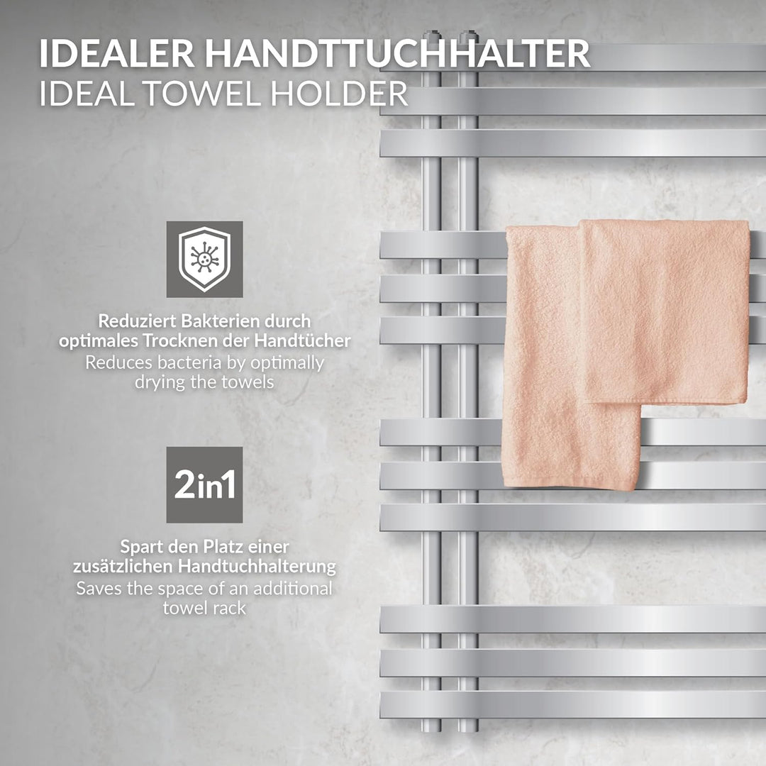 LuxeBath Design Badheizkörper Iron EM 500 x 1000 mm, Chrom, Designheizkörper Paneelheizkörper Flachh