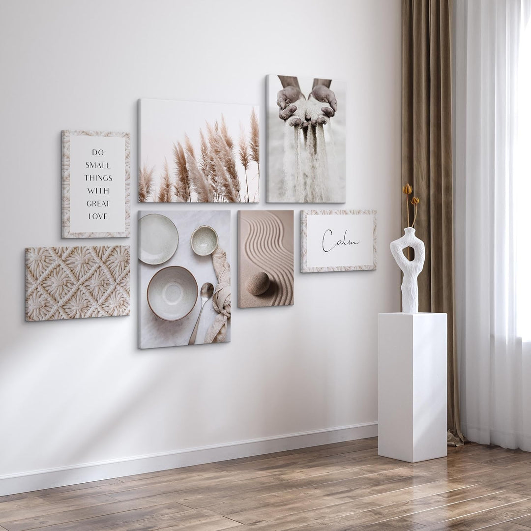 Muralo - Wandbilder Set - Leinwand Bilder Aufhängefertig in Boho Stil - das Leinwandbilder - Bilder