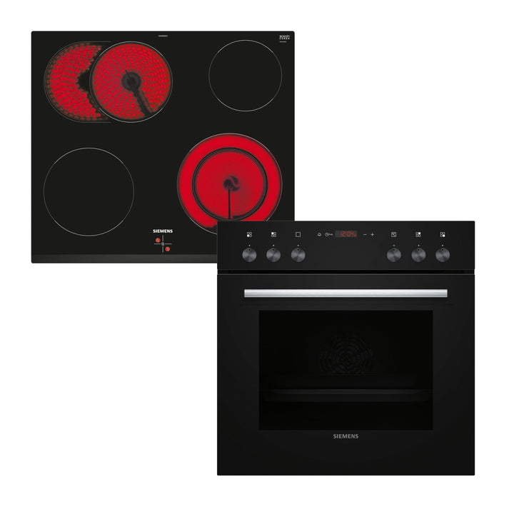 Siemens EQ110KA1B iQ100 Herd-Glaskeramik-Kochfeld-Kombination (herdgesteuert), 59,4 cm breit, Schnel