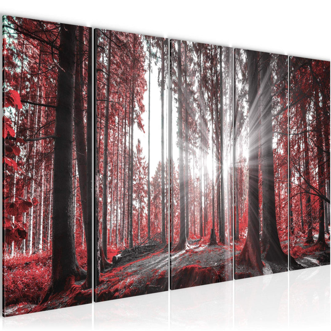 Runa Art Bild Wald Landschaft Wandbilder auf Vlies Leinwand 5 Teilig Wanddekoration Schlafzimmer Woh