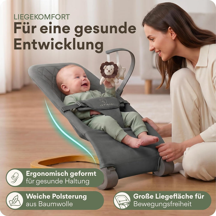 SamiBu Babywippe Faltbar &amp; Verstellbar | Baby Wippe Neugeborenen | Bouncer Newborn mit Spielbogen |