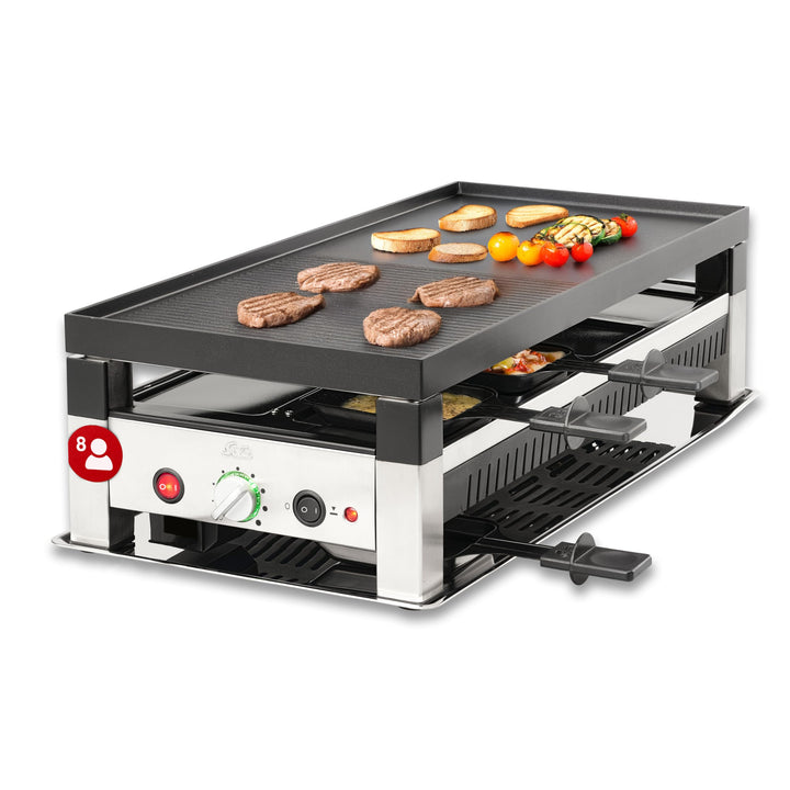 Solis 5in1 Tischgrill mit 1400 W, Elektrischer Grill für 8 Personen, Indoor Grill mit Raclette- und