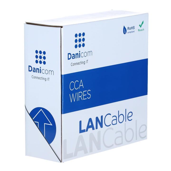 Danicom CAT5e Netzwerkkabel - F/UTP - AWG 24/1 (Starrleiter) - 100 m - Grau - CCA 100m Starrleiter F