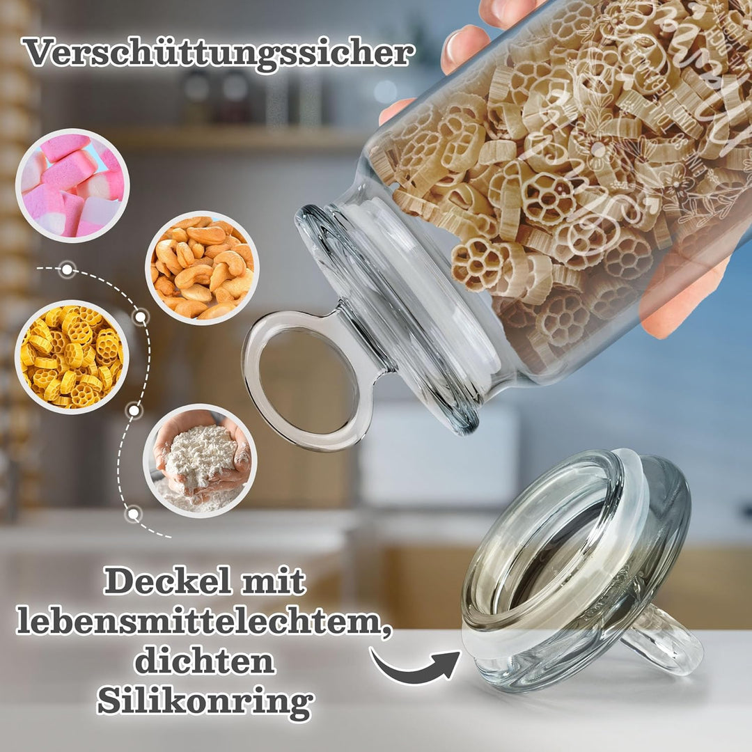 Print Royal PR Keksdose aus Glas mit Gravur - 1100 ml - Glück ist, eine Mama wie dich zu haben - Ges