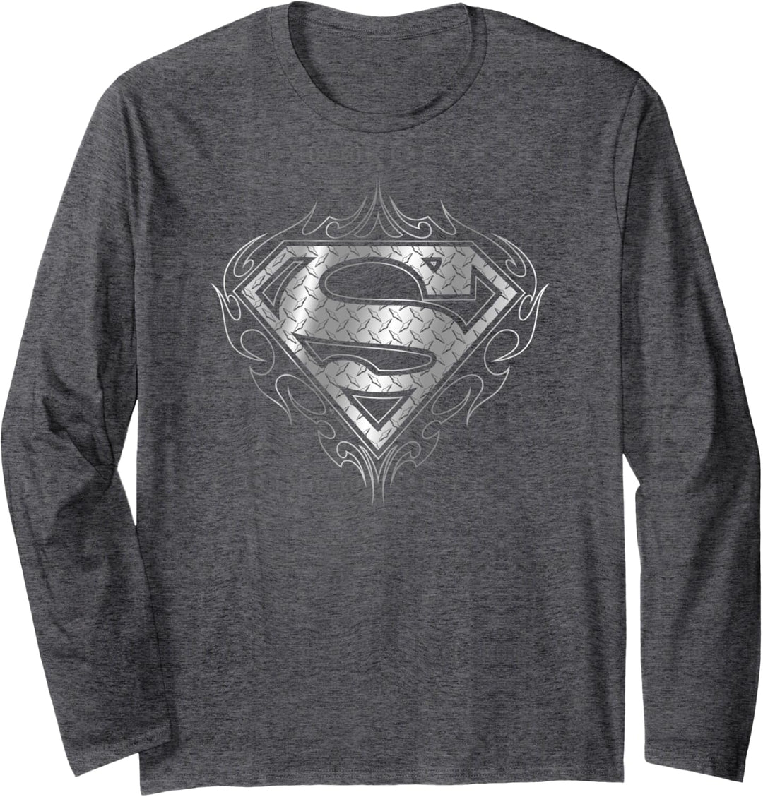 Superman Tribal Steel Logo Langarmshirt