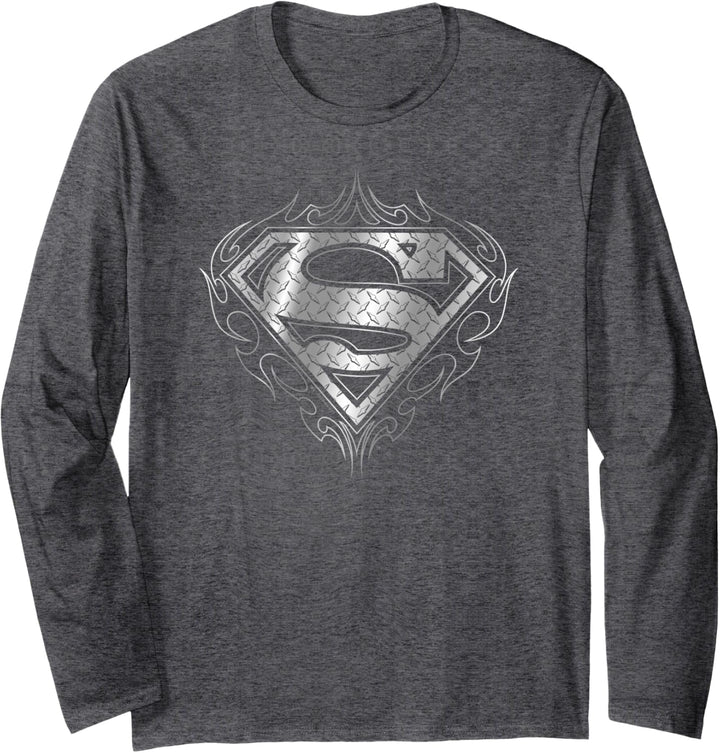 Superman Tribal Steel Logo Langarmshirt