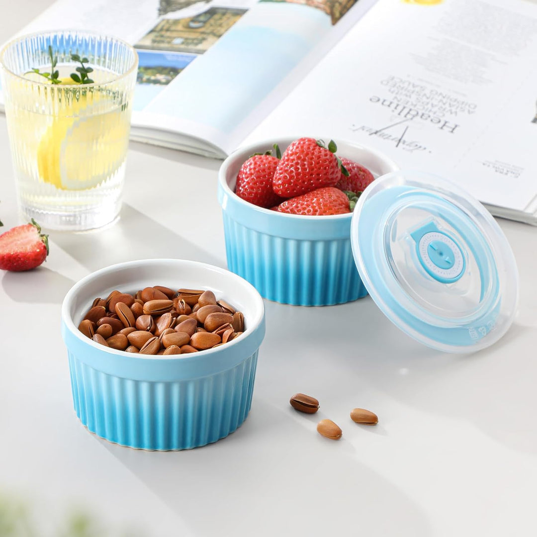 vancasso RAMEKINS 260ml Soufflé Förmchen Set von 6, Ø10,1cm Creme Brulee Schälchen Backofen sicher,