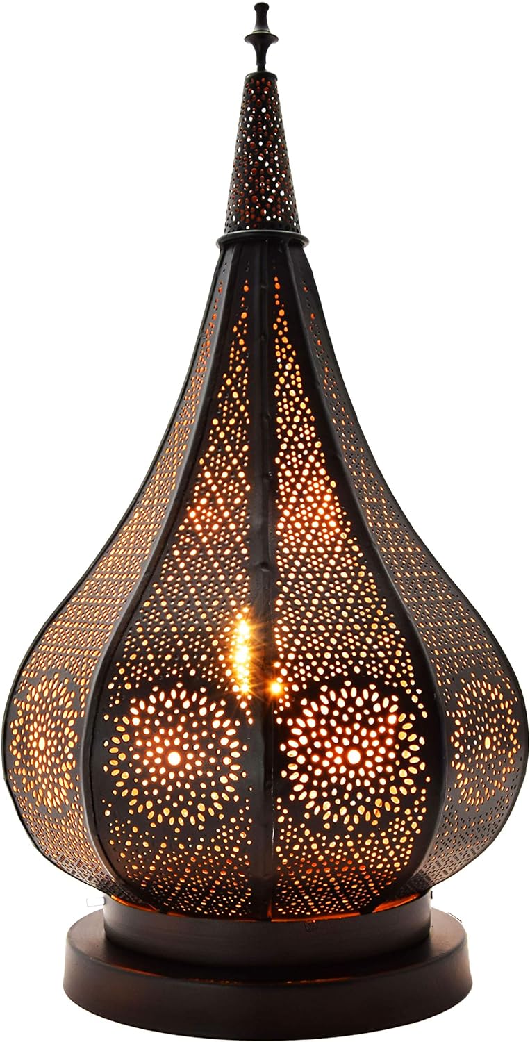 2er Set Orientalische Laterne aus Metall Ezana Schwarz 36cm | Marokkanische Gartenlaterne für drauss