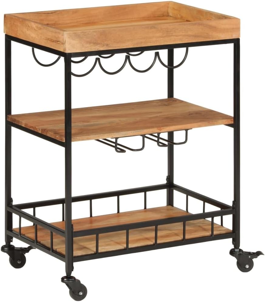 vidaXL Barwagen 60x40x80 cm Massivholz Akazie und Eisen