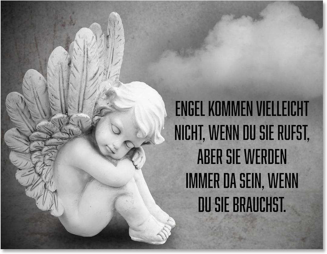 wandmotiv24 Leinwandbild, Sprüche, 80x60cm, Querformat, Engel, Deko, Bilder auf Leinwand, Wanddeko,