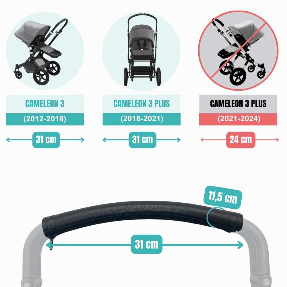 PROTEC TIF | Schutzhülle kompatibel mit der Bugaboo Cameleon 3 und Buffalo tragebügel (KUNSTLEDER) 1