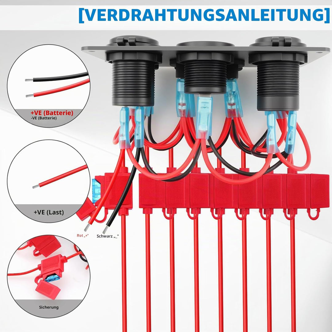 Geloo 8 Gang wasserdichte Wippschalter-Panel, blaue LED-Lichter, Dual 5 V USB-Ladebuchse, für Autos,
