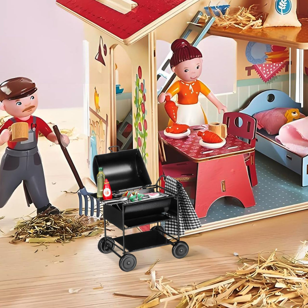 DECHOUS Miniatur Grill 1:12 FüR Puppenhaus KüChe: Mini Grill Spielzeug, Realistisches Miniaturgrills