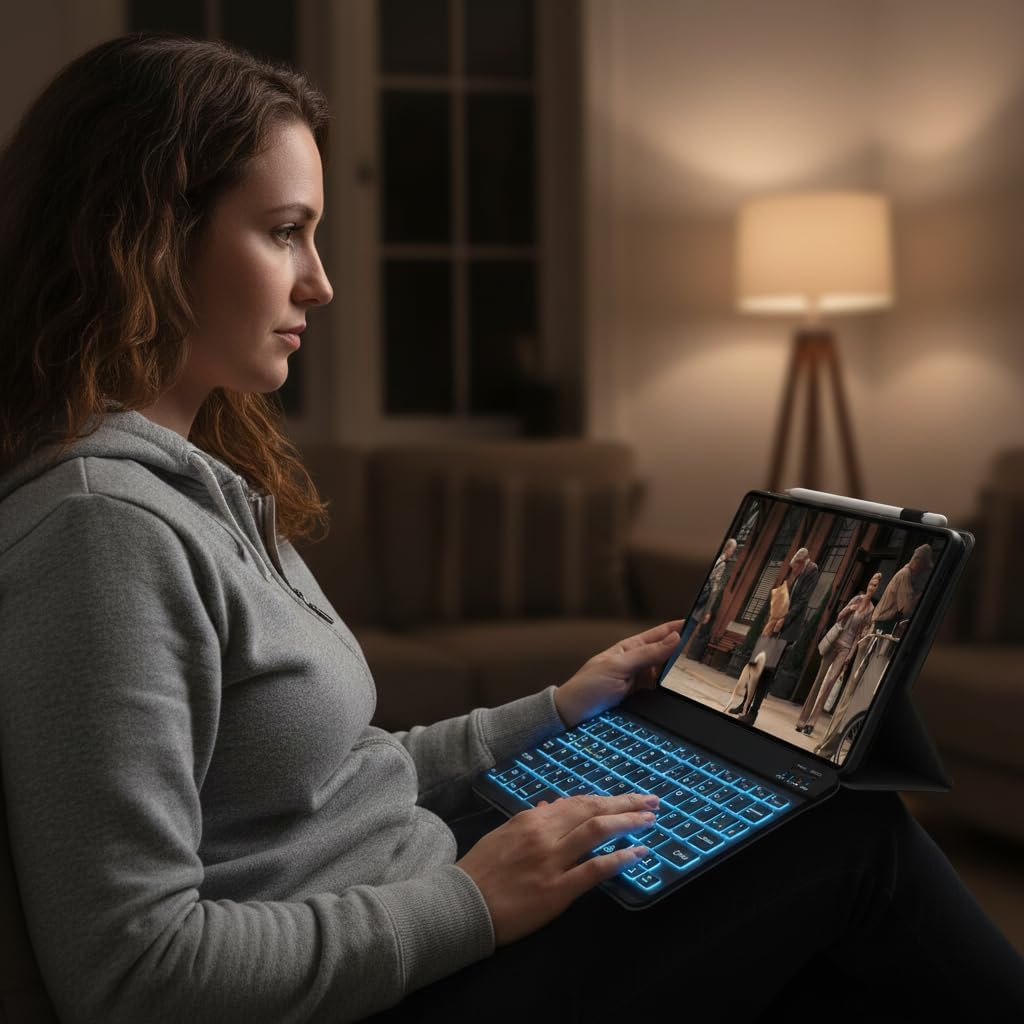 Tastatur Hülle für Samsung Galaxy Tab A7 10,4" Hülle mit Tastatur 7 Farben Beleuchtung Magnetische A