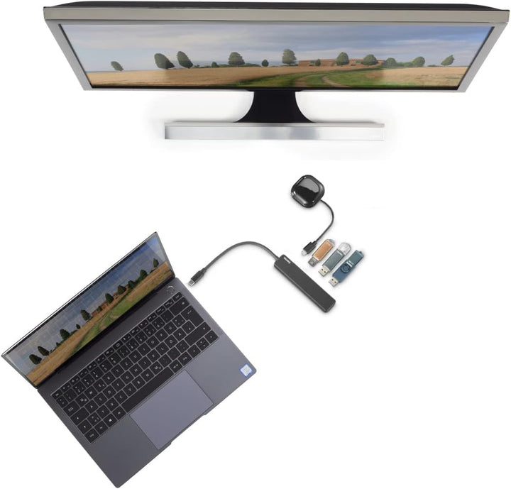 Hama USB C Hub, 5 Anschlüsse (USB C Adapter mit 480 Mbit/s High Speed, HDMI Splitter für 4K Qualität