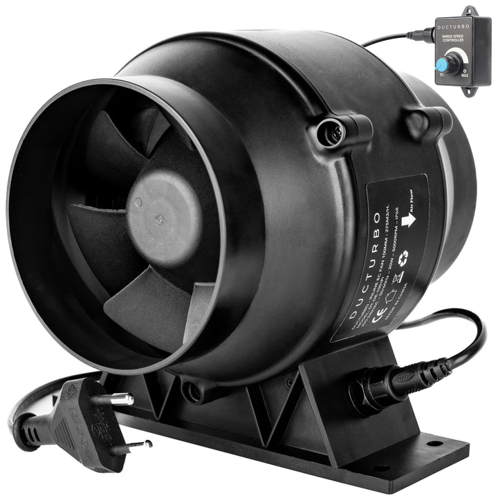 Rohrventilator 100mm Regelbar, 275m³/h Plastik Inline-Kanalventilator Abluftventilator Ideal Rohrlüf