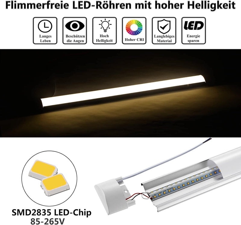 Bellanny LED Deckenleucht Röhre Licht 115cm, 40W 4800LM Feuchtraumleuchte LED, 3000K Warmweiss Leuch