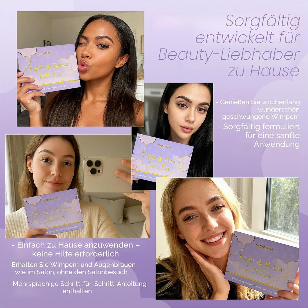 PERMANIA Wimpernlifting Set, Anfängerfreundliches Lash Lifting Set mit offenen Augen Silikonpads, 15