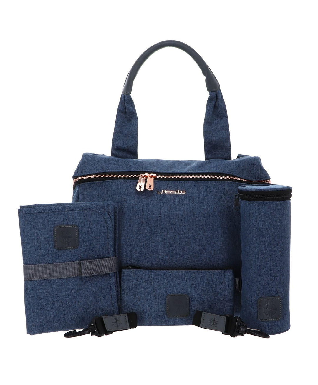 LÄSSIG Baby Wickeltasche Handtasche Stylischer Wickelrucksack inkl. Wickelzubehör/Glam Rosie Bag Bla