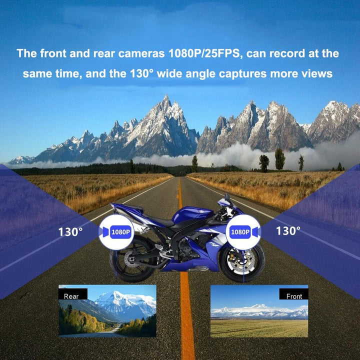 VSYSTO Dashcam Motorrad Motorrad Kamera 1080p Doppellinse Kamera Motorrad Vorne Hinten WiFi 130° Wei