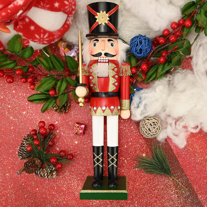 Jodsen Grosse Weihnachten Nussknacker Soldat Holz 38cm/15inchs Weihnachten Nussknacker Figuren Ornam