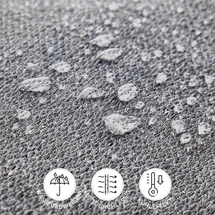 Hometex Premium Textiles Sonnensegel 5×5m Quadratisch inkl. Befestigungseile | Hellgrau | Sonnenschu